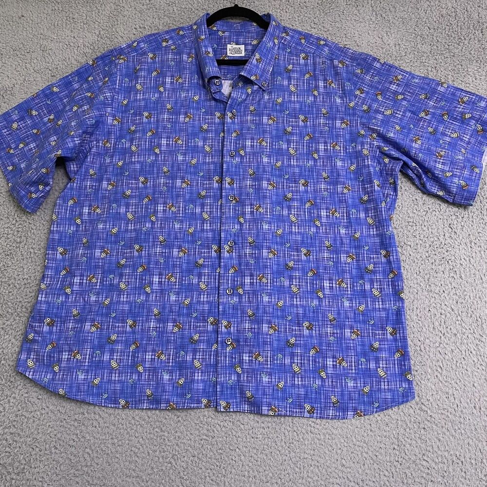 Taylor Richards & Conger Men Custom Shirt Button Down Skulls Crown Halloween XXL